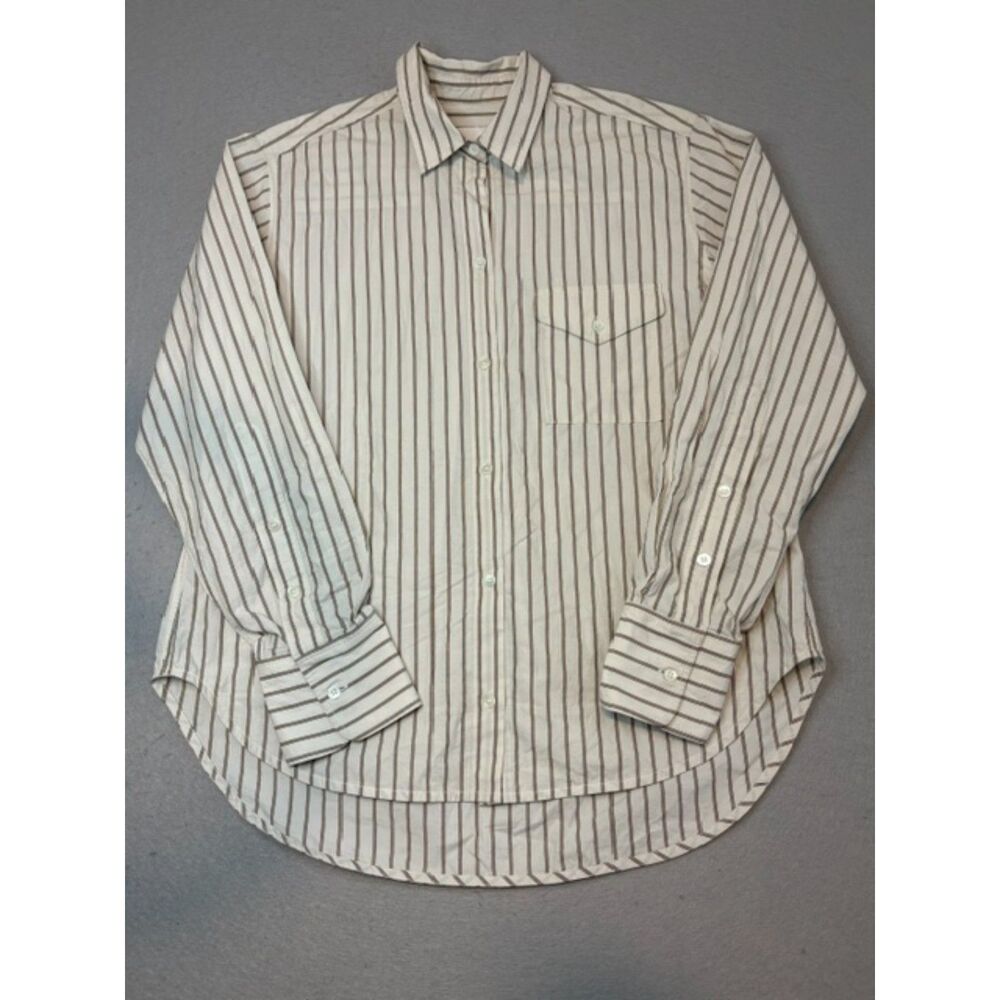 Citizens of Humanity Kayla Shirt Small Brown Double Pinstripe Rare Sample NWOT